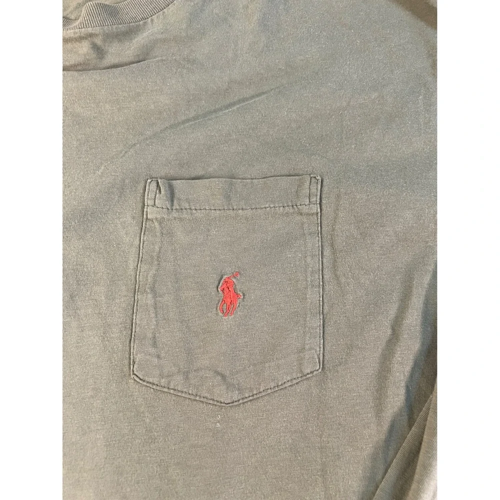 Polo Ralph Lauren Mens Long Sleeve Pocket T-Shirt Olive Green Made in USA Large